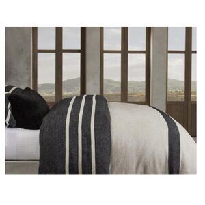 BR HOME Banana Republic *King* Handwoven Linen Stripe Duvet Cover Zipper